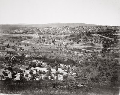 Vista panorámica de Jerusalén desde el Monte de los Olivos, impreso en un folio de elefante de impresiones publicado por James Virtue, 1860 de Francis Frith